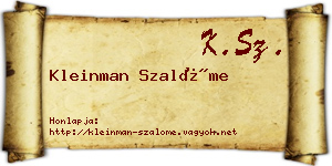Kleinman Szalóme névjegykártya